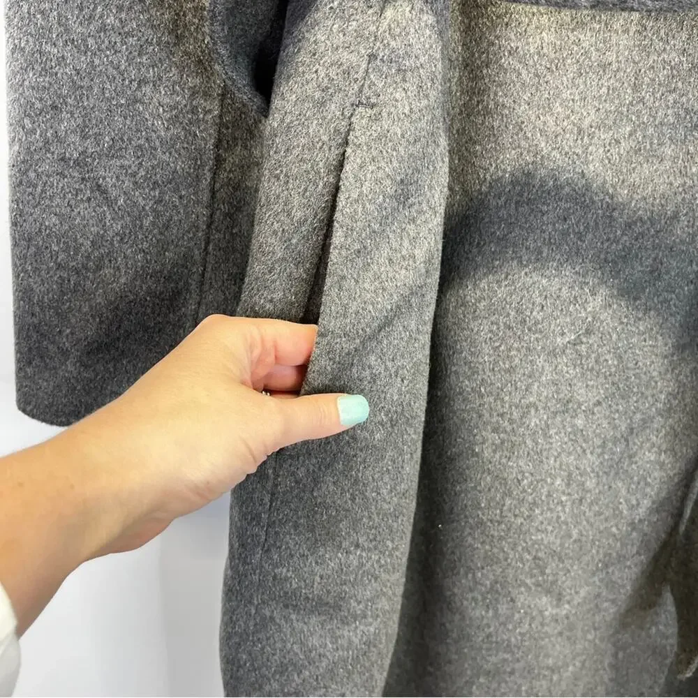 Lauren Ralph Lauren Belted Wool Blend Wrap coat gray - 14 - Picture 6 of 11